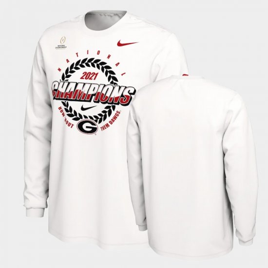 College Football UGA Bulldogs 2021 CFP National Champions Expression Long Sleeve Men\'s White T-Shirt 622027-420