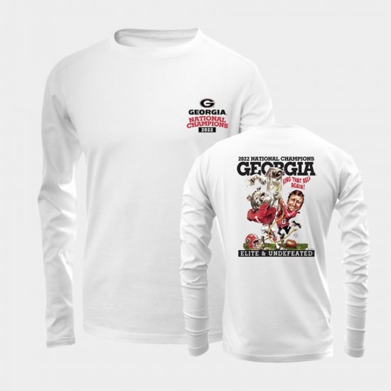 2022 National Champions Georgia Bulldogs Illustration Long Sleeve Men\'s White T-Shirt 982806-987