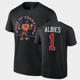 #1 Ozzie Albies Georgia Bulldogs x Atlanta Braves 2021 State of Champions Peach Men Black T-Shirt 478521-573