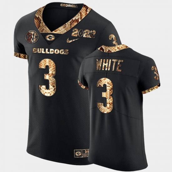 #3 Zamir White College Football UGA 2022 Playoff Python Skin Men\'s Black Jersey 774318-664