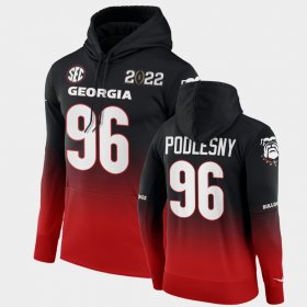 #96 Jack Podlesny College Football UGA 2022 National Champions Men's Black Red Hoodie 329918-343