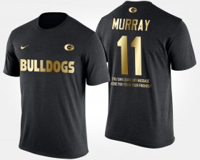 #11 Aaron Murray Gold Limited Georgia Bulldogs Short Sleeve With Message Men's Black T-Shirt 837920-895