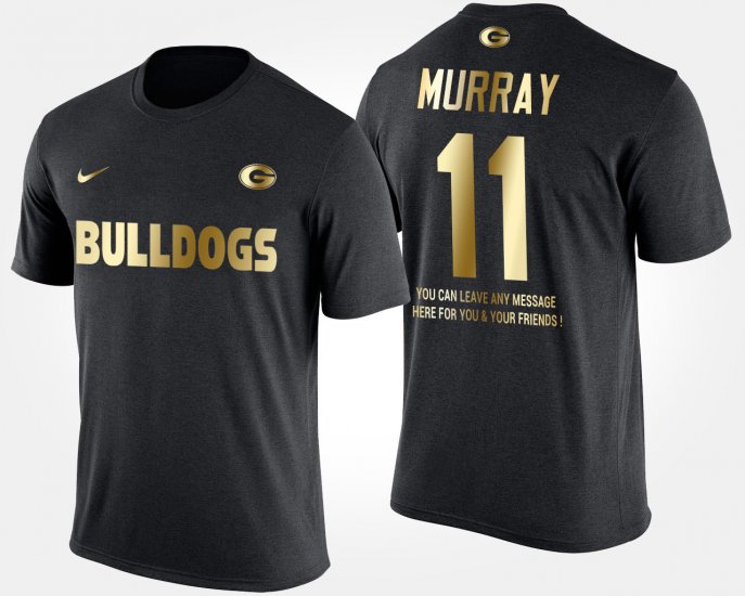 #11 Aaron Murray Gold Limited Georgia Bulldogs Short Sleeve With Message Men\'s Black T-Shirt 837920-895
