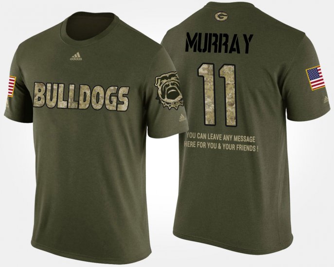 #11 Aaron Murray Military Georgia Bulldogs Short Sleeve With Message Men\'s Camo T-Shirt 860520-685
