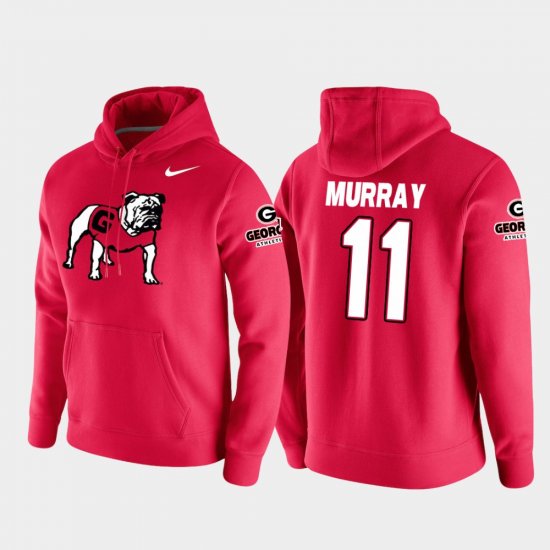 #11 Aaron Murray Vault Logo Club UGA College Football Pullover Men Red Hoodie 734996-838