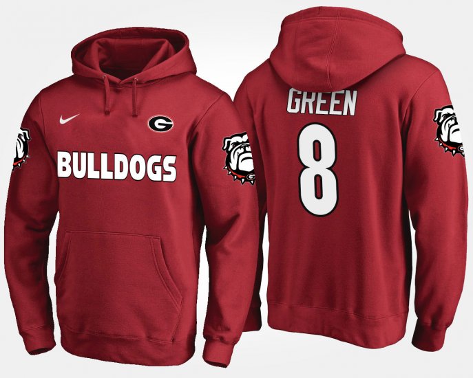 #8 A.J. Green Name and Number Georgia Bulldogs Men\'s Red Hoodie 452424-904