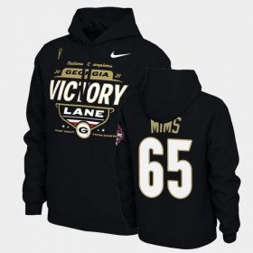 #65 Amarius Mims 2021 National Champions UGA Bulldogs Locker Room Mens Black Hoodie 993084-592
