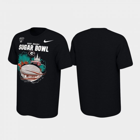 2020 Sugar Bowl Bound Georgia Illustrations Men Black T-Shirt 802239-871
