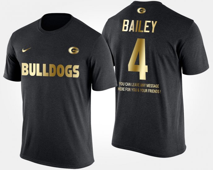 #4 Champ Bailey Gold Limited University of Georgia Short Sleeve With Message Mens Black T-Shirt 894185-578