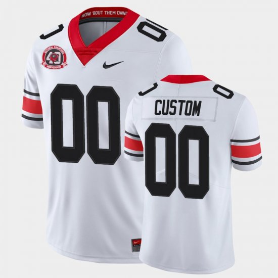 #00 Custom College Football UGA Bulldogs 40th Anniversary Alternate Mens White Jersey 355056-994