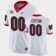 #00 Custom College Football UGA Bulldogs Away Game Men White Jersey 878164-512