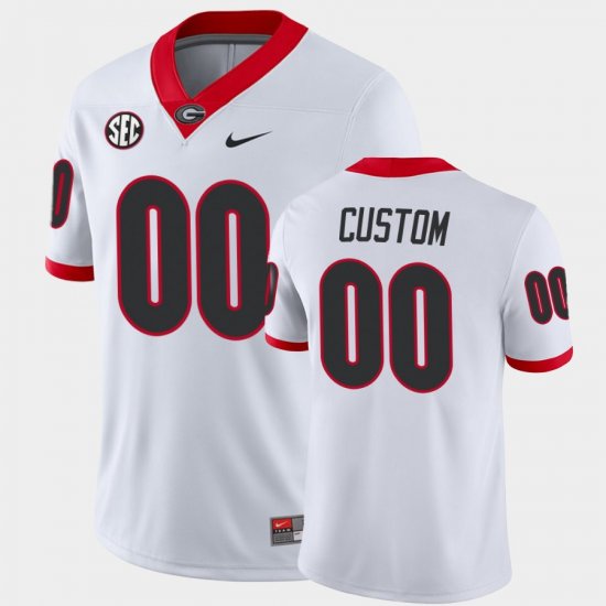 #00 Custom College Football UGA Bulldogs Away Game Men White Jersey 878164-512
