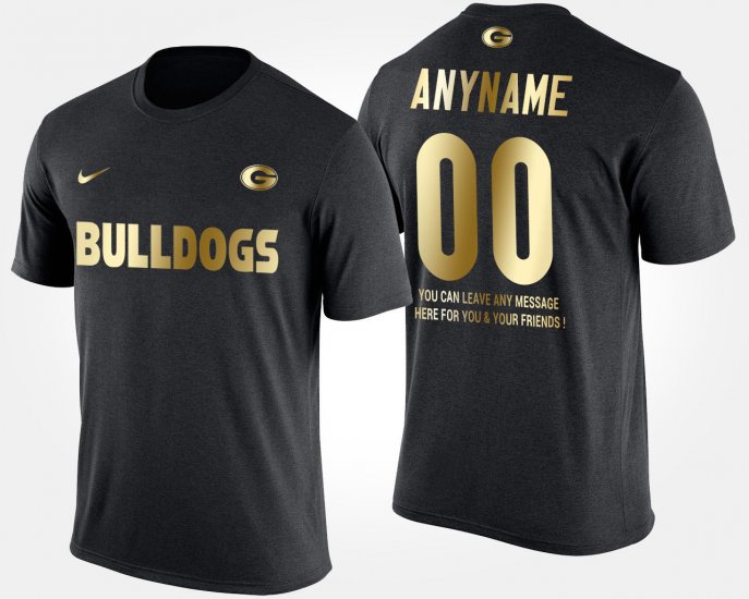 #00 Custom Gold Limited UGA Short Sleeve With Message Mens Black T-Shirt 344765-494