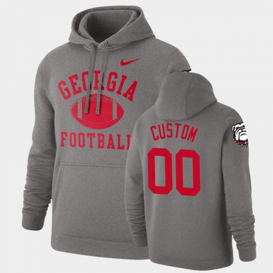 #00 Custom Retro Football Georgia Bulldogs Pullover Men Heathered Gray Hoodie 664233-868