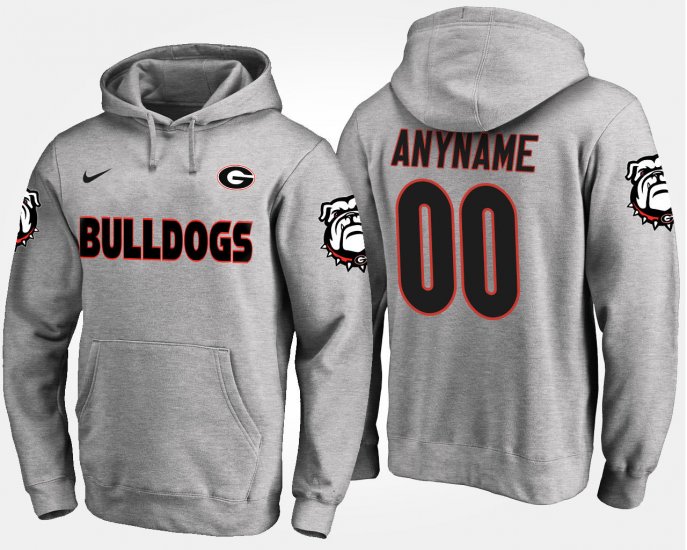 #00 Custom Name and Number Georgia Bulldogs Mens Gray Hoodie 203881-741