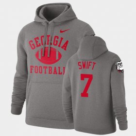 #7 D'Andre Swift Retro Football UGA Bulldogs Pullover Mens Heathered Gray Hoodie 509519-429