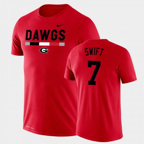#7 D\'Andre Swift Team DNA UGA Legend Performance Men Red T-Shirt 978826-881