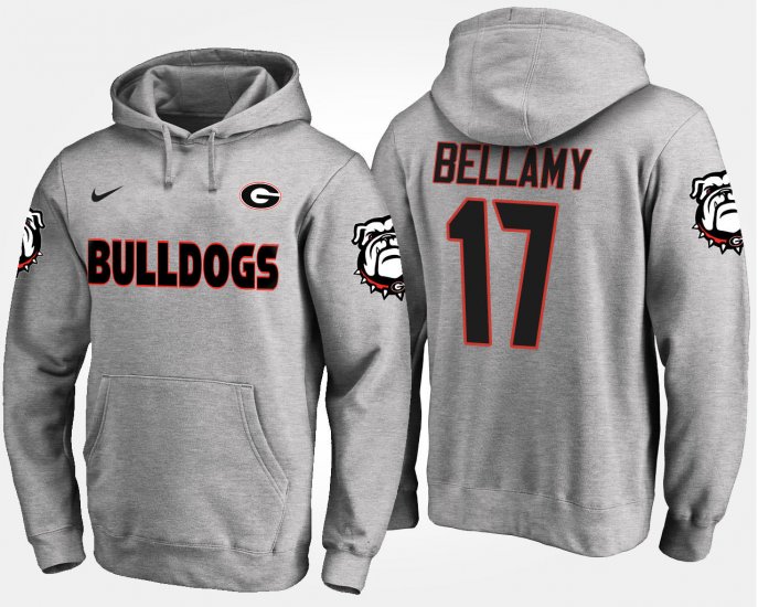 #17 Davin Bellamy Name and Number University of Georgia Men\'s Gray Hoodie 857912-582