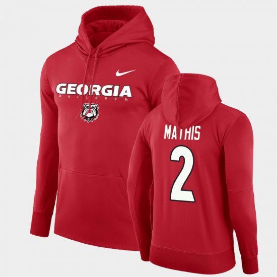 #2 D\'Wan Mathis Facility Performance UGA Bulldogs Pullover Men Red Hoodie 389182-820