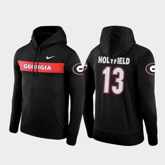 #13 Elijah Holyfield Sideline Seismic UGA Football Performance Mens Black Hoodie 236097-332