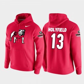 #13 Elijah Holyfield Vault Logo Club UGA College Football Pullover Men's Red Hoodie 379799-398