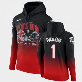 #1 George Pickens 2021 Peach Bowl UGA Bulldogs Gradient Men Red Hoodie 887823-340
