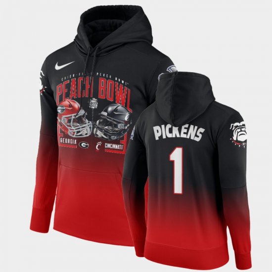 #1 George Pickens 2021 Peach Bowl UGA Bulldogs Gradient Men Red Hoodie 887823-340