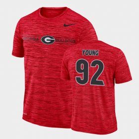 #92 Justin Young GFX Velocity University of Georgia Sideline Legend Performance Men Red T-Shirt 298443-437
