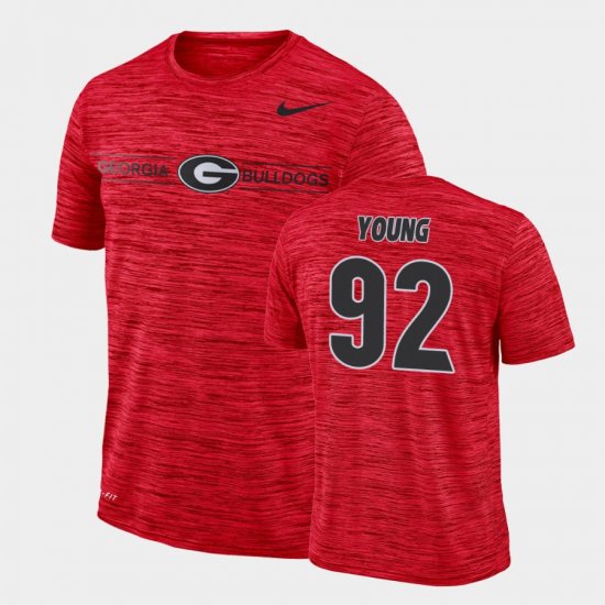 #92 Justin Young GFX Velocity University of Georgia Sideline Legend Performance Men Red T-Shirt 298443-437
