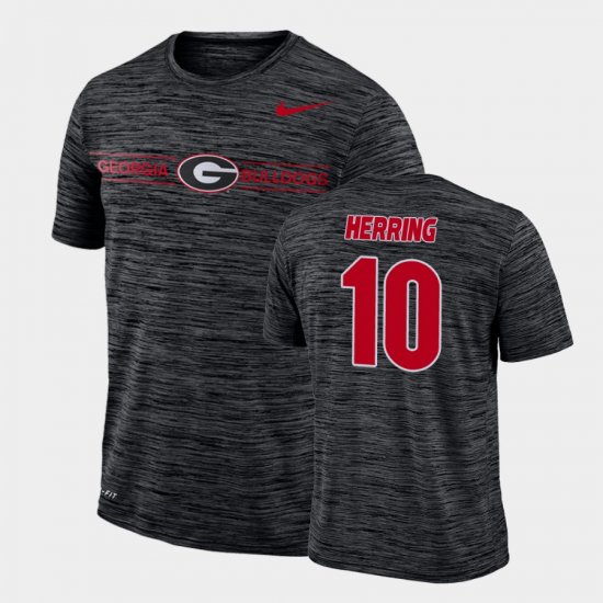 #10 Malik Herring GFX Velocity Georgia Bulldogs Sideline Legend Performance Men Black T-Shirt 690538-642