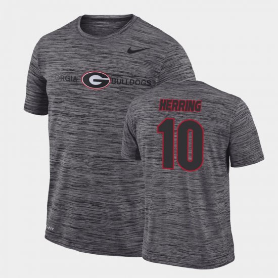 #10 Malik Herring GFX Velocity UGA Bulldogs Sideline Legend Performance Men Gray T-Shirt 838953-618