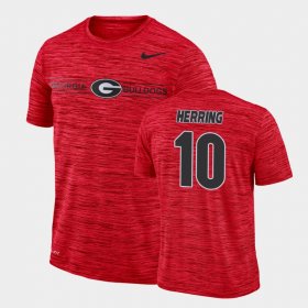 #10 Malik Herring GFX Velocity UGA Bulldogs Sideline Legend Performance Men's Red T-Shirt 177748-470