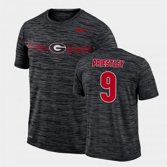 #9 Nathan Priestley GFX Velocity Georgia Sideline Legend Performance Mens Black T-Shirt 714694-833
