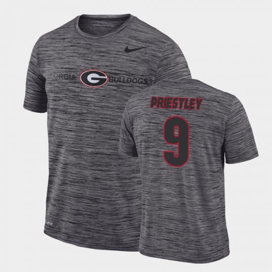 #9 Nathan Priestley GFX Velocity Georgia Sideline Legend Performance Mens Gray T-Shirt 317515-290