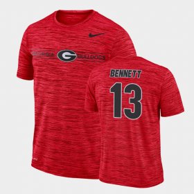 #13 Stetson Bennett GFX Velocity UGA Bulldogs Sideline Legend Performance Mens Red T-Shirt 903694-152