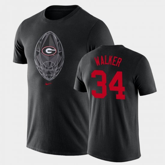 #34 Herchel Walker Football Icon UGA Bulldogs Legend Men Black T-Shirt 605883-550