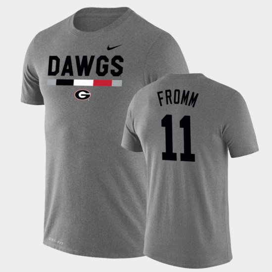 #11 Jake Fromm Team DNA UGA Bulldogs Legend Performance Men\'s Heathered Gray T-Shirt 162086-149