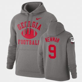 #9 Jamie Newman Retro Football University of Georgia Pullover Men's Heathered Gray Hoodie 268625-202