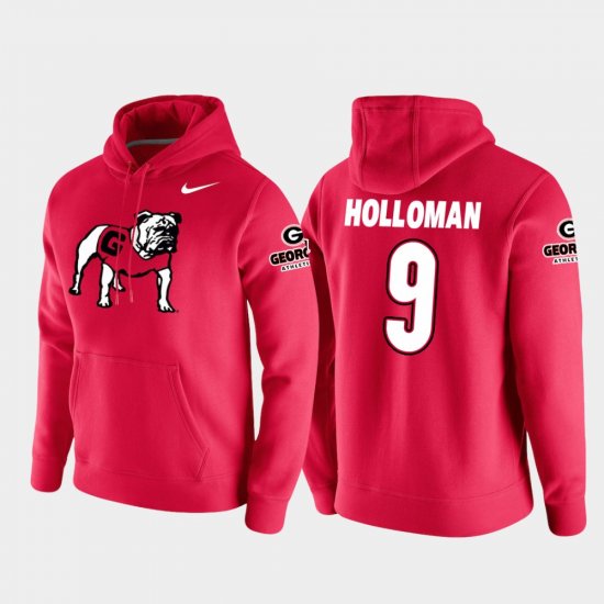 #9 Jeremiah Holloman Vault Logo Club University of Georgia College Football Pullover Men\'s Red Hoodie 358475-322