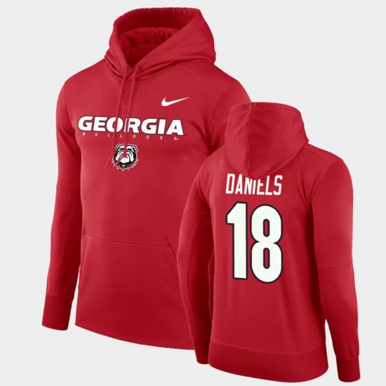 #18 JT Daniels Facility Performance Georgia Pullover Mens Red Hoodie 348748-505