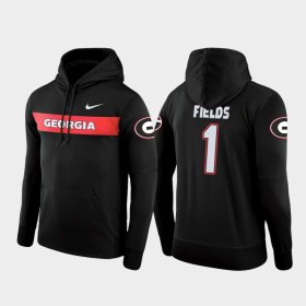 #1 Justin Fields Sideline Seismic University of Georgia Football Performance Mens Black Hoodie 730550-129