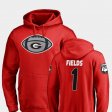 #1 Justin Fields Game Ball Georgia Bulldogs Football Mens Red Hoodie 834959-757
