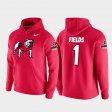 #1 Justin Fields Vault Logo Club UGA Bulldogs College Football Pullover Men's Red Hoodie 654194-253
