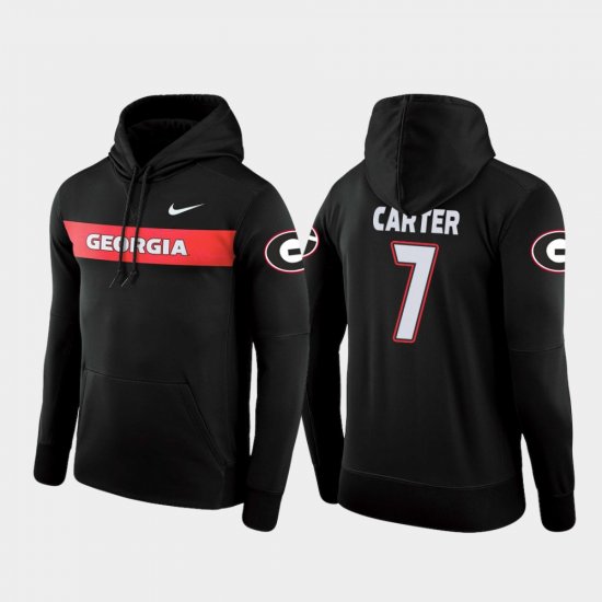 #7 Lorenzo Carter Sideline Seismic Georgia Bulldogs Football Performance Men Black Hoodie 954916-324