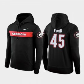 #45 Luke Ford Sideline Seismic UGA Bulldogs Football Performance Men's Black Hoodie 720764-236