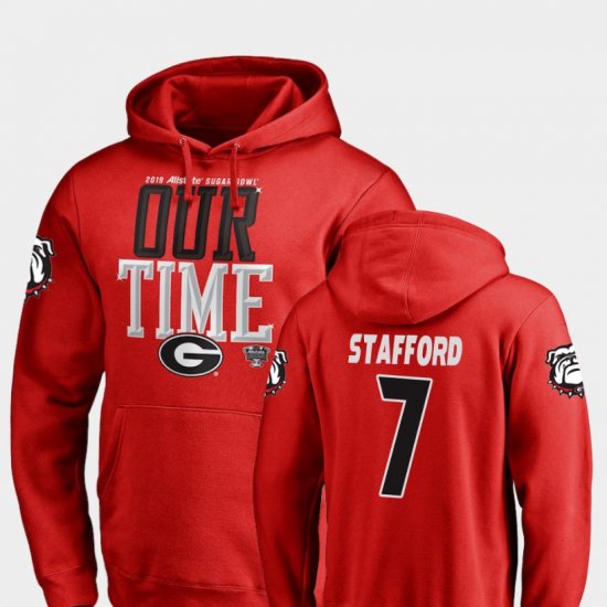 #7 Matthew Stafford 2019 Sugar Bowl Bound Georgia Counter Men\'s Red Hoodie 205047-818