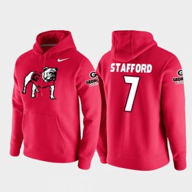 #7 Matthew Stafford Vault Logo Club Georgia College Football Pullover Men Red Hoodie 341013-433
