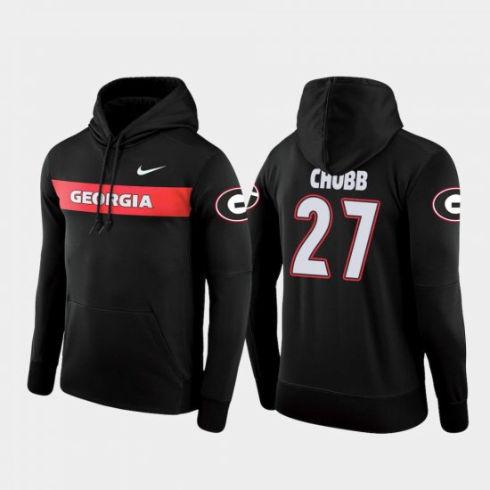 #27 Nick Chubb Sideline Seismic UGA Bulldogs Football Performance Mens Black Hoodie 939067-367