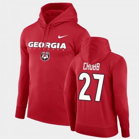 #27 Nick Chubb Facility Performance UGA Bulldogs Pullover Men Red Hoodie 756782-631