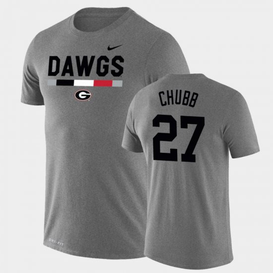 #27 Nick Chubb Team DNA UGA Legend Performance Men\'s Heathered Gray T-Shirt 523346-803